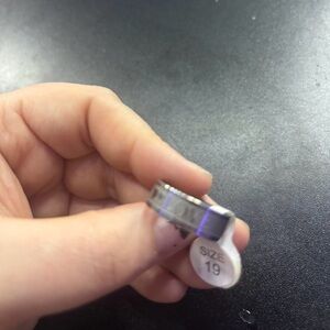 Polished Silver Stainless Steel Ring - Size 19